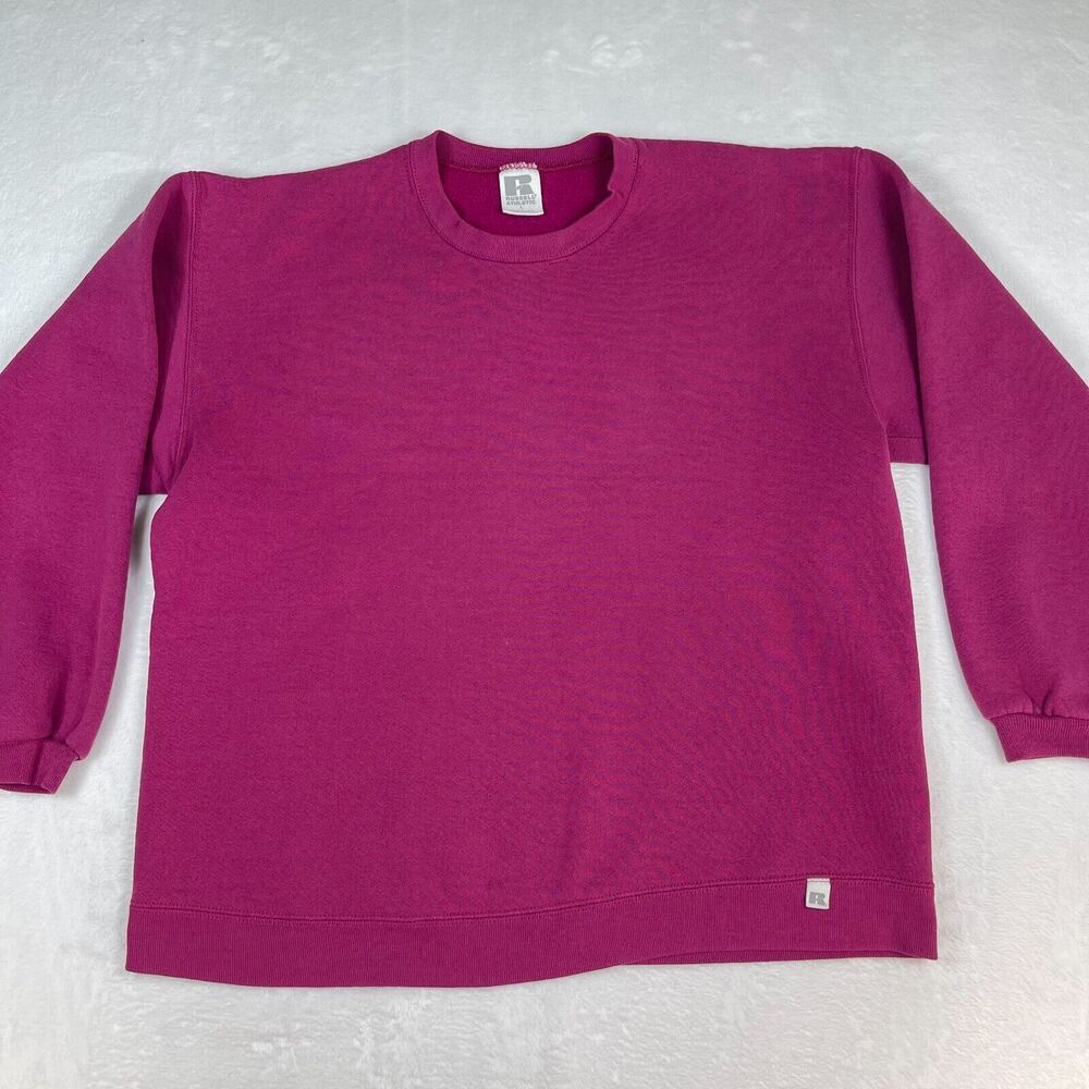 Vintage Russell Athletic Sweatshirt Women L Pink Pullover Crewneck Made in USA